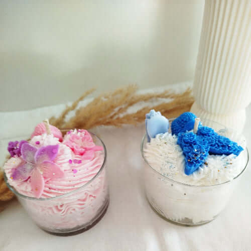 bougie Bouddha artisanale parfumée bleue en cire et parfum doux