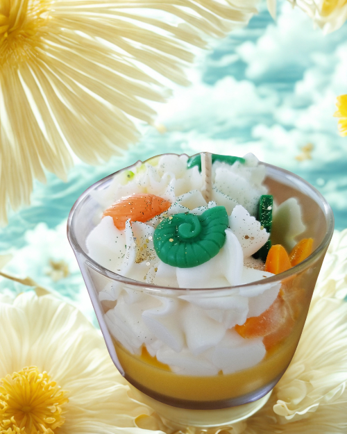 Bougies Clémentine Monoï -180g idéale pour créer une ambiance relaxante avec une touche exotique et ensoleillée