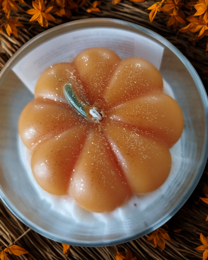  Bougie citrouille coulée à la main, objet déco unique et moderne
