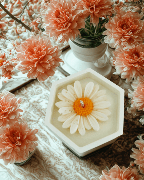  Bougie artisanale en forme de marguerite parfumée Éclipse de lune