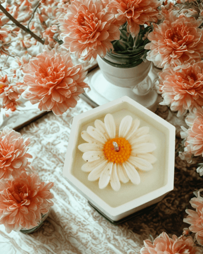  Bougie artisanale en forme de marguerite parfumée Éclipse de lune