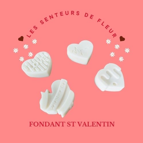 Cœurs fondants parfumés avec des gravures "Love" et motifs romantiques